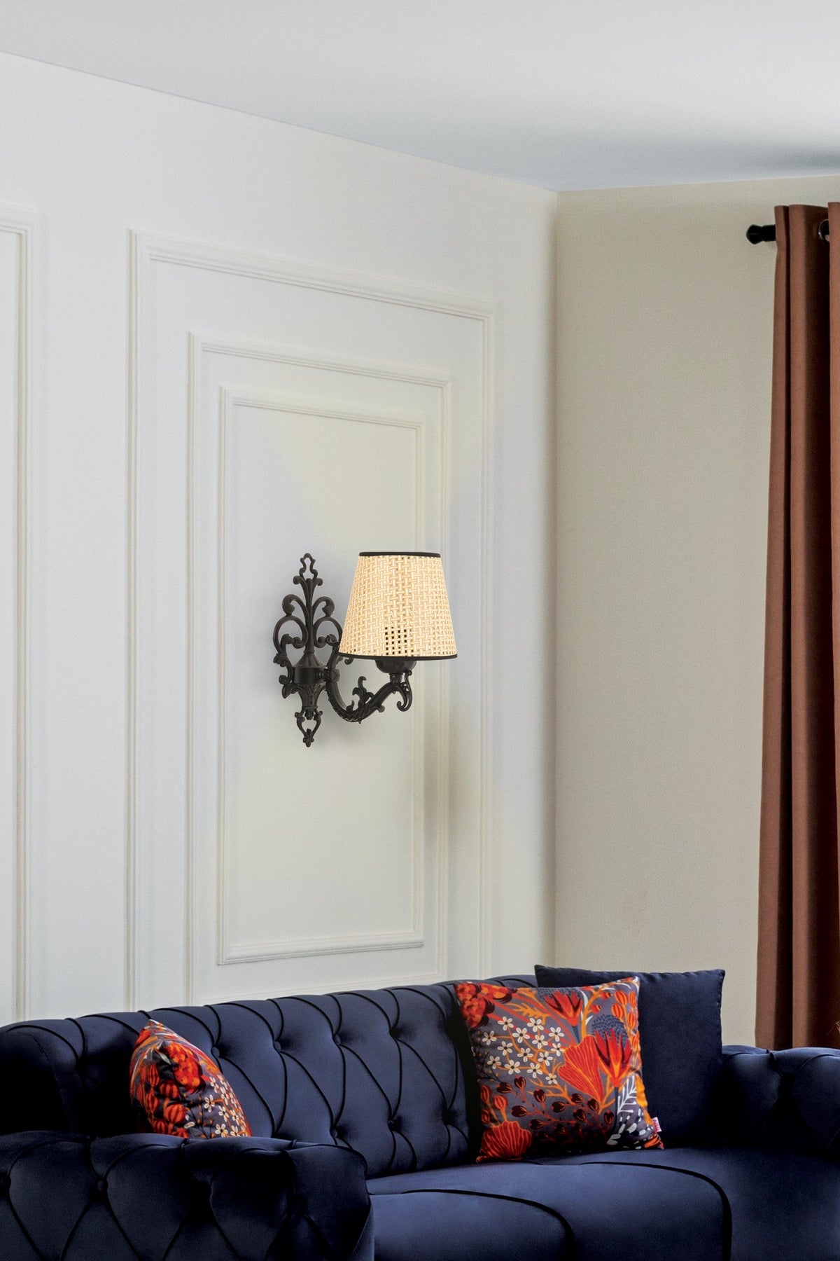 Zidna lampa Claire Coral - crna, hrast