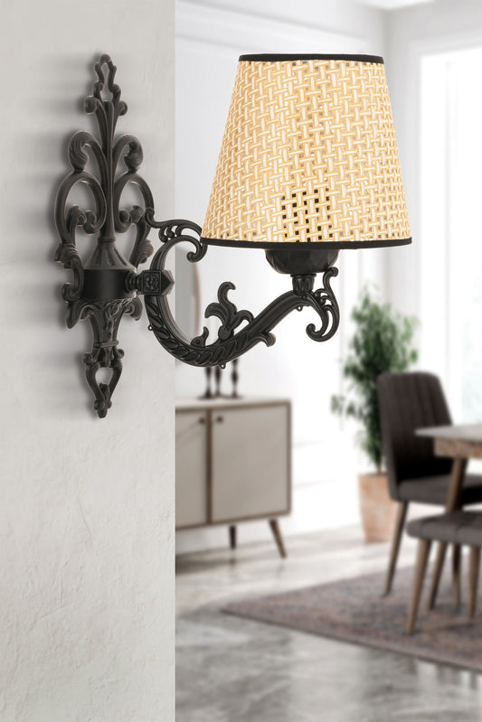 Zidna lampa Claire Coral - crna, hrast