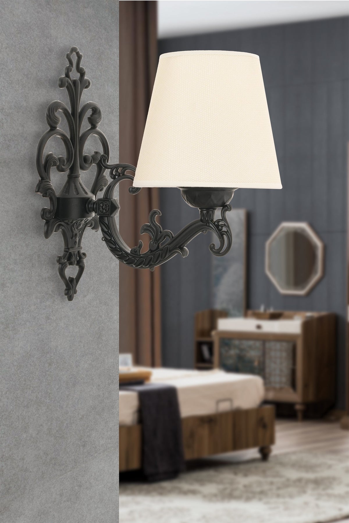 Zidna lampa Claire - krem, crna