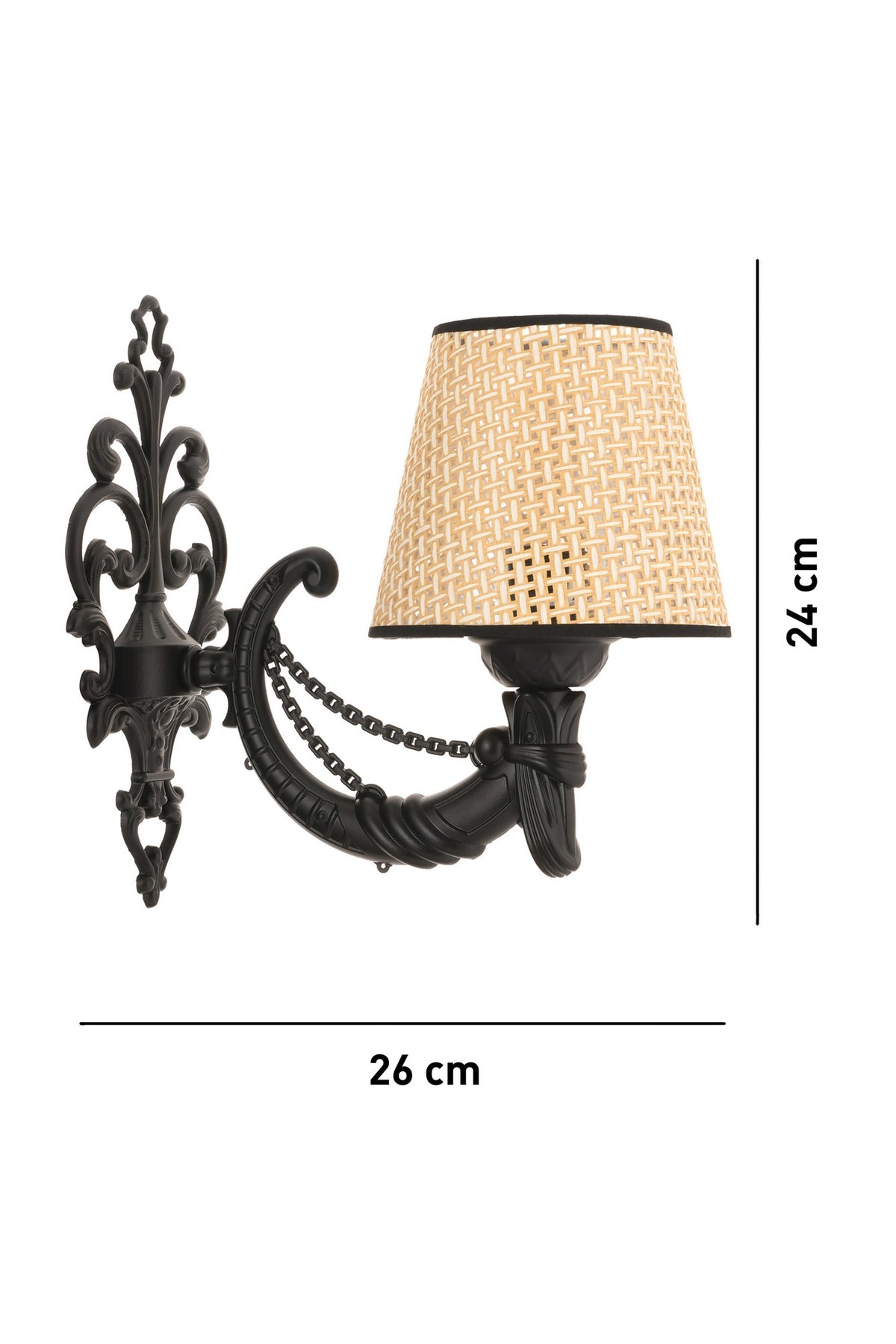 Zidna lampa Gloria Coral - prirodna, crna