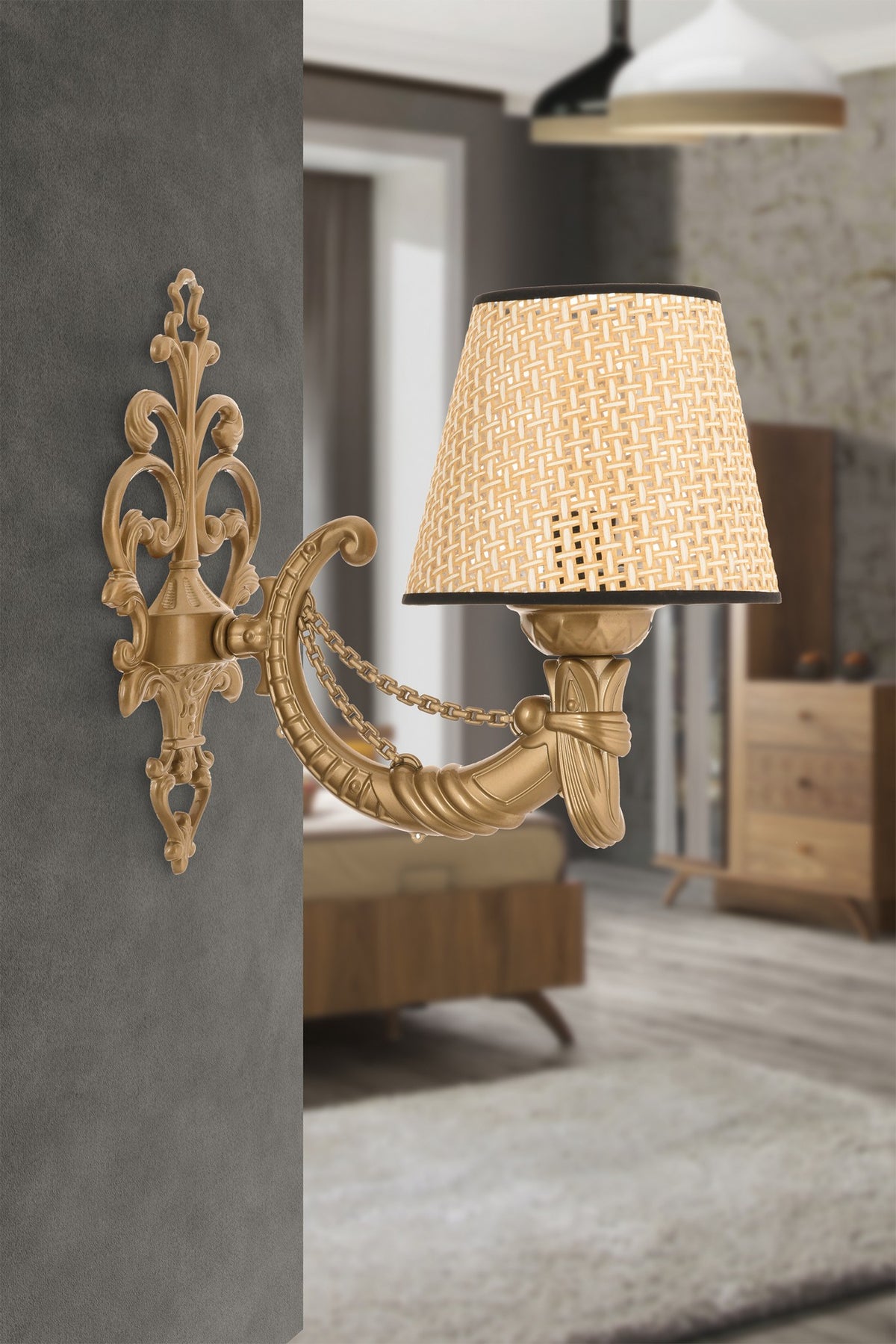 Zidna lampa Gloria Coral - Natural, zlatna