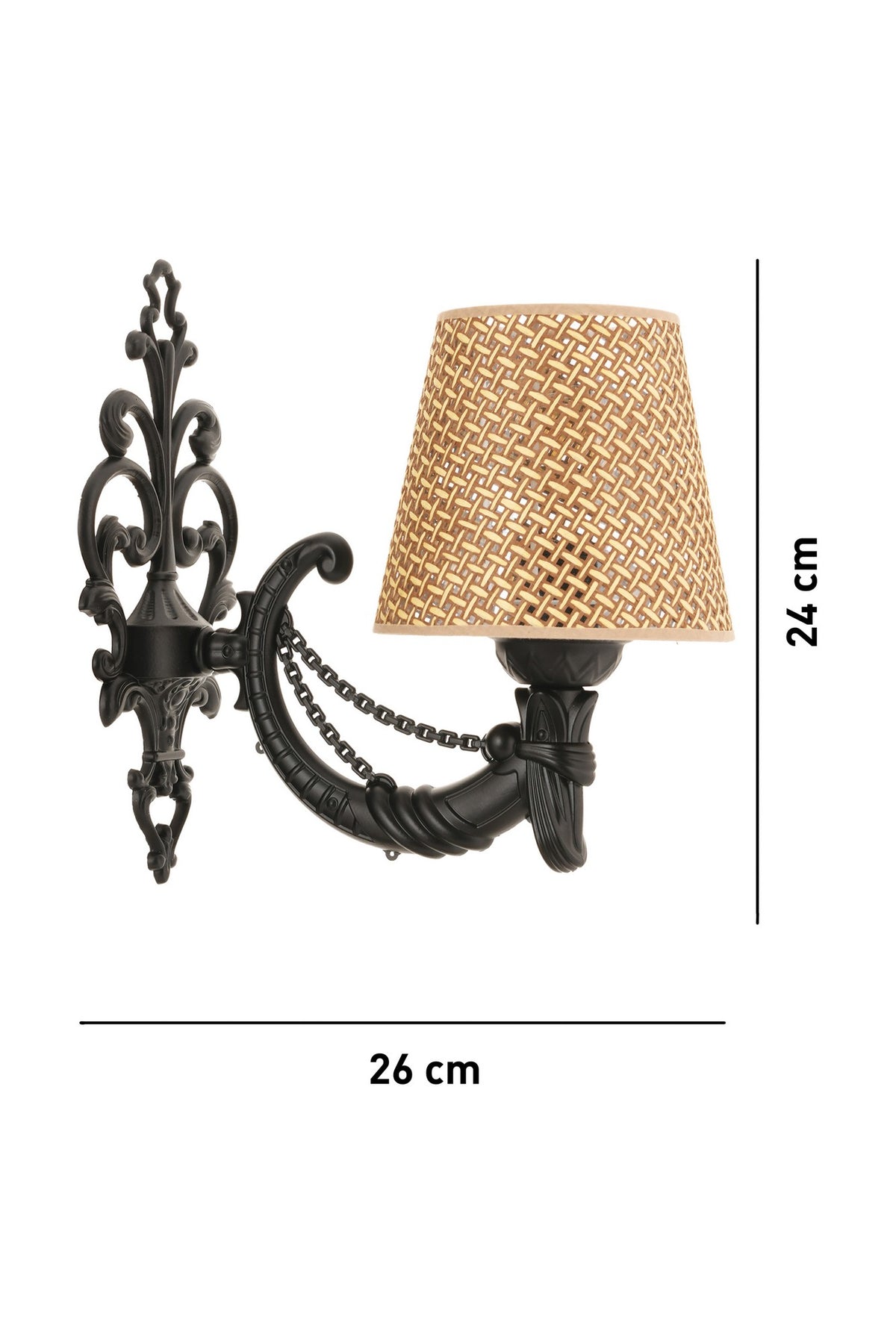Zidna lampa Gloria Hazeran - prirodna, crna