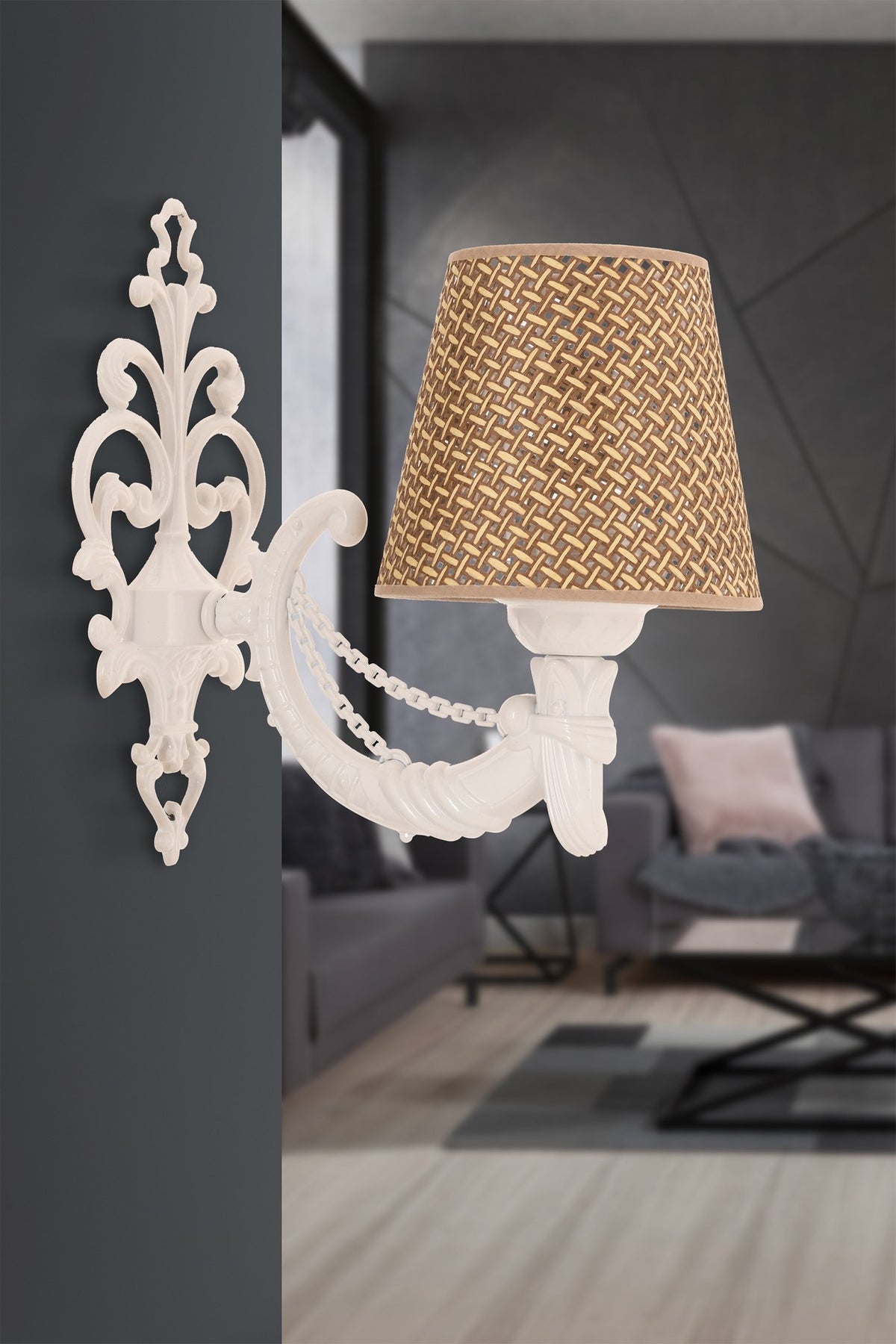 Zidna lampa Gloria Hazeran - prirodna, bijela