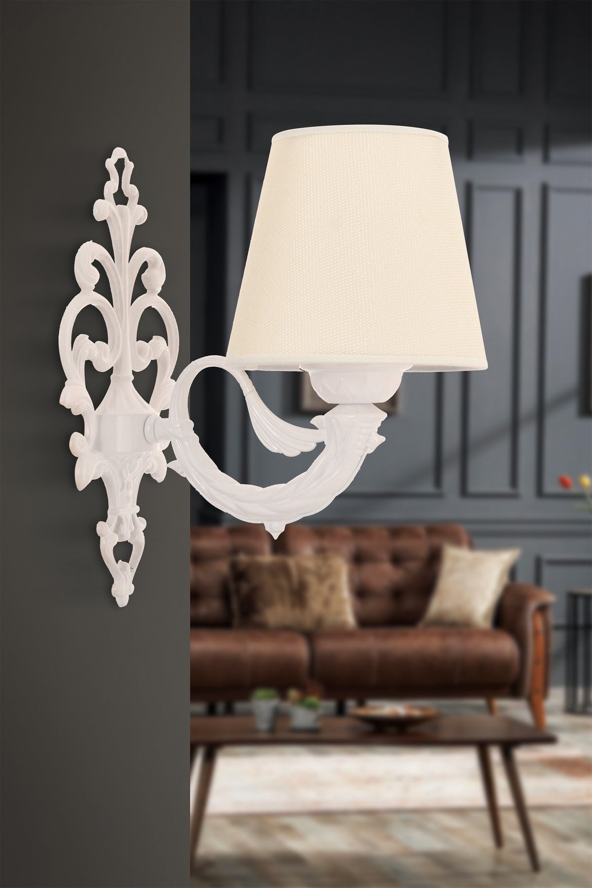 Zidna lampa Lily - krem, bijela