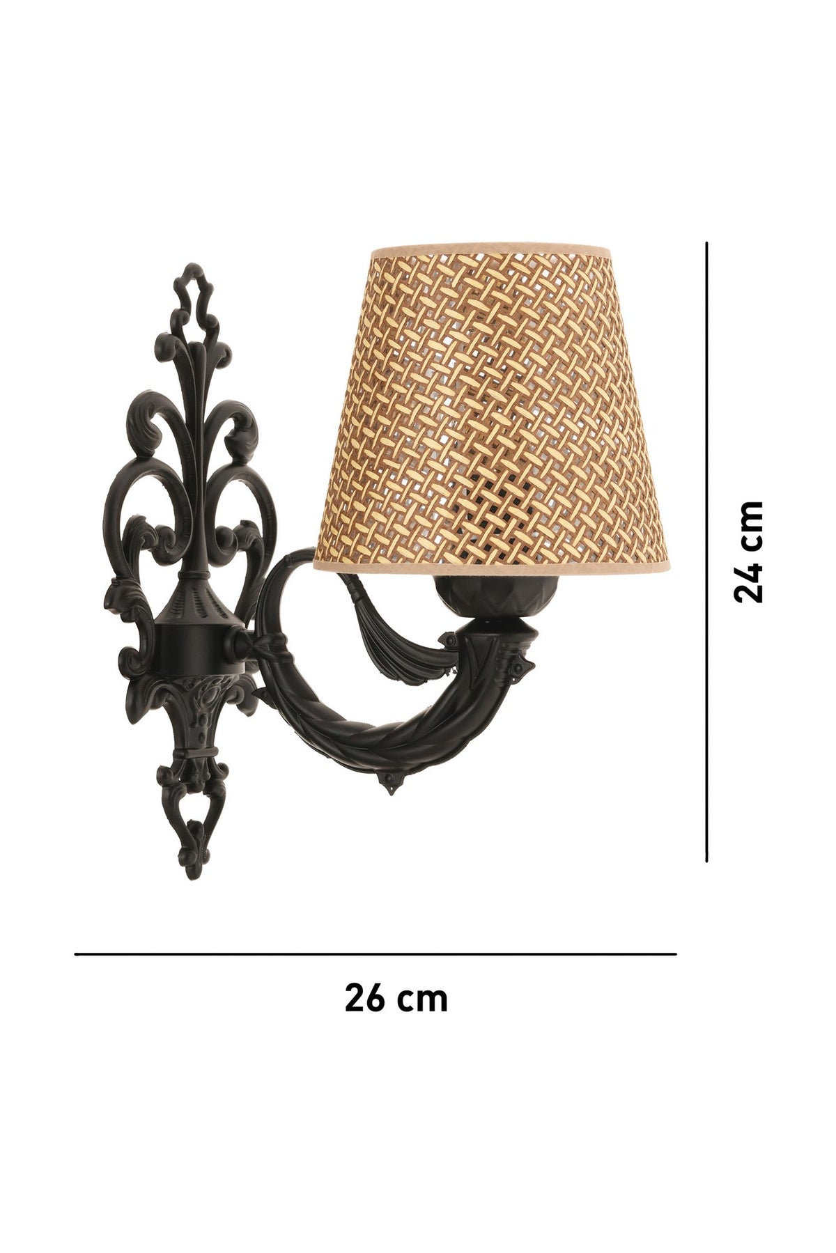Zidna lampa Lily Hazeran - prirodna, crna