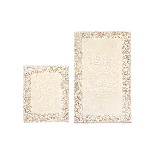Kupaonski tepih set 2 komada-bež 100% pamuk, COTTONKT000043