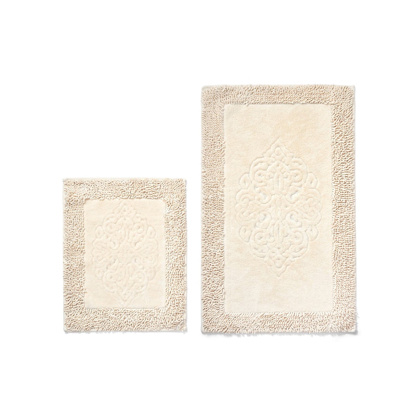 Kupaonski tepih set 2 komada-bež 100% pamuk, COTTONKT000043