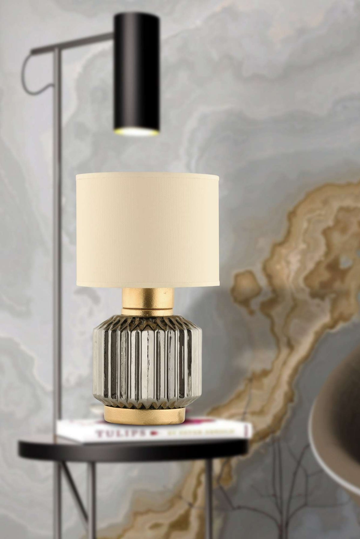 Stolna lampa 848, krem, siva