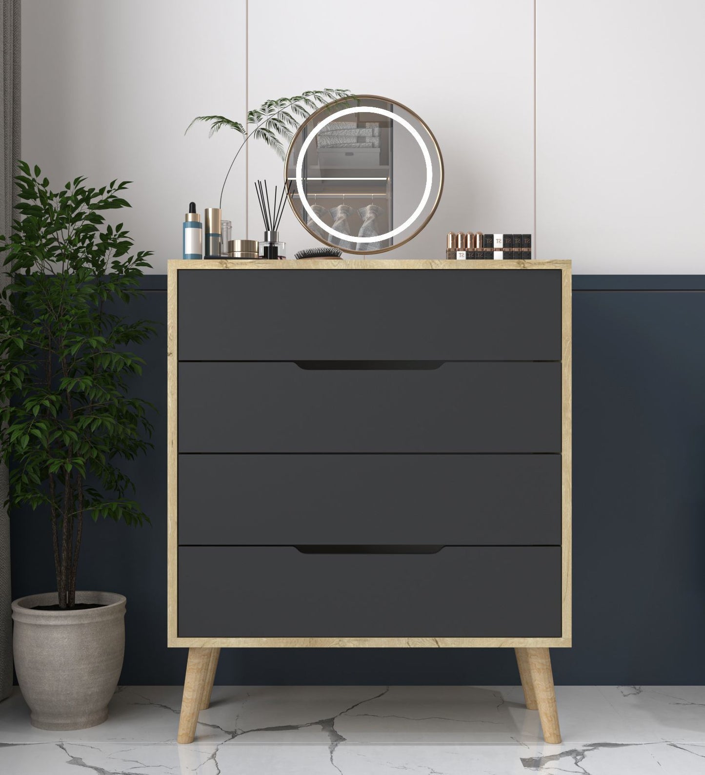 Komoda 314, Safirni hrast, Antracit