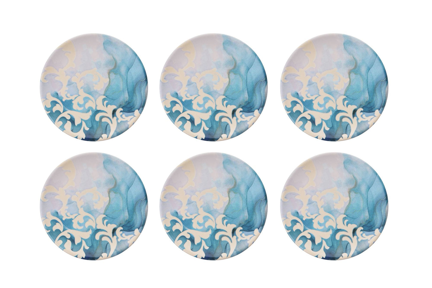 Set tanjura za desert (6 komada) 517, tirkizna, bijela