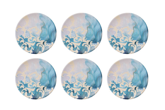 Set tanjura za desert (6 komada) 517, tirkizna, bijela