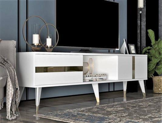 Stalak za televizor, Vania - White, Gold