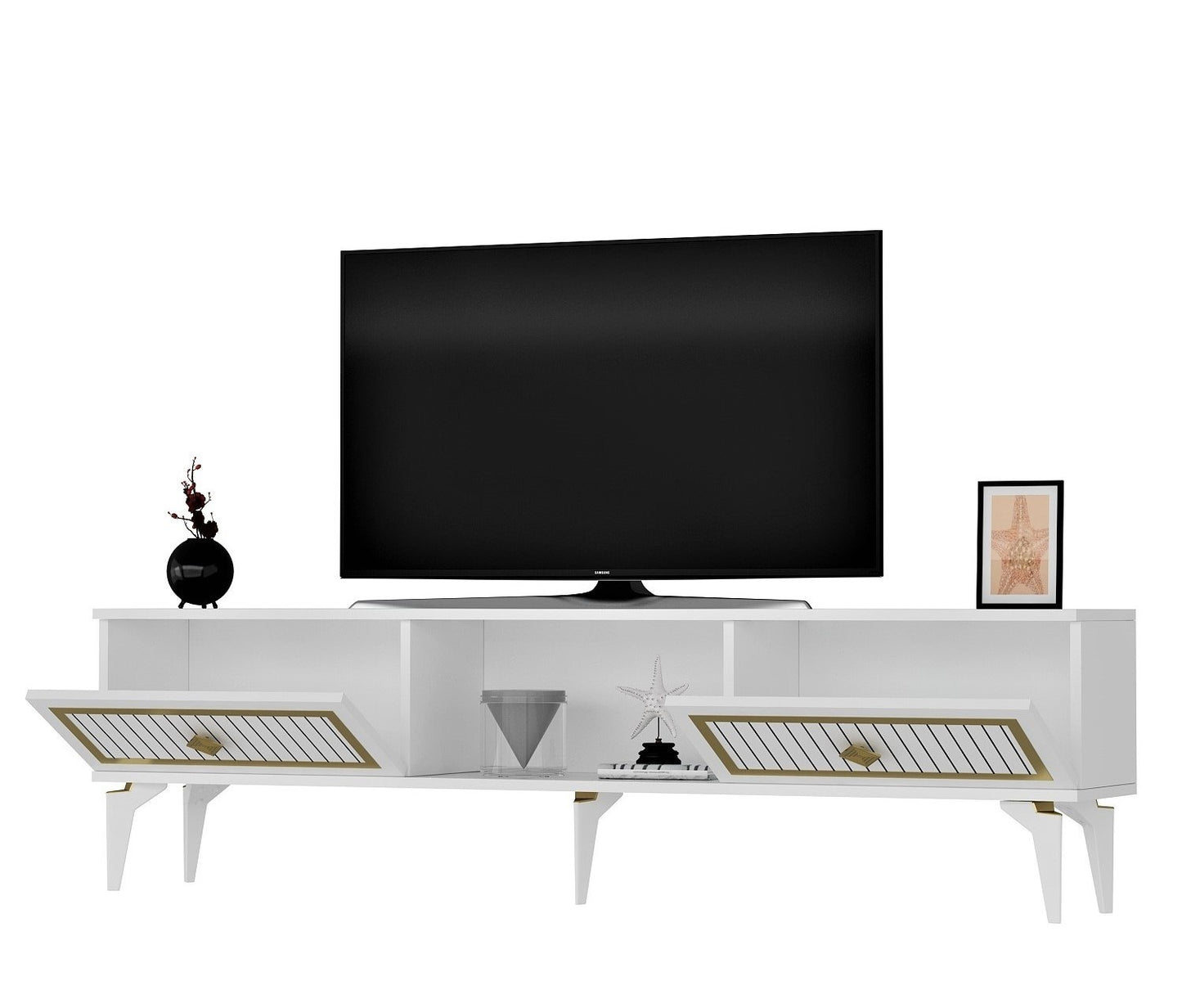 Stalak za televizor, Nil - White, Gold