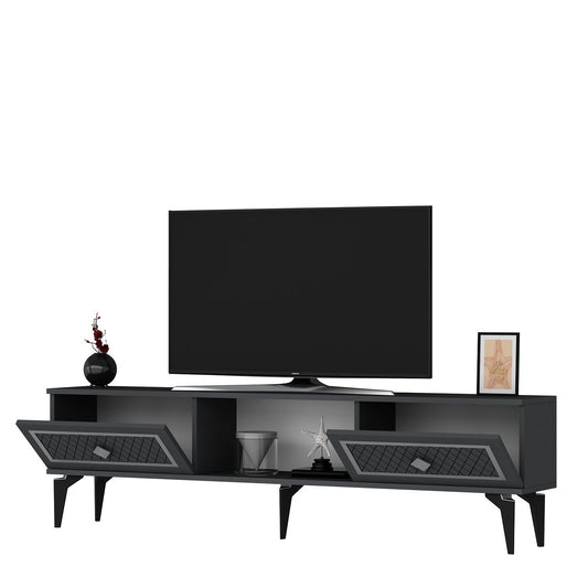 TV komoda niska Herry - antracit, srebro