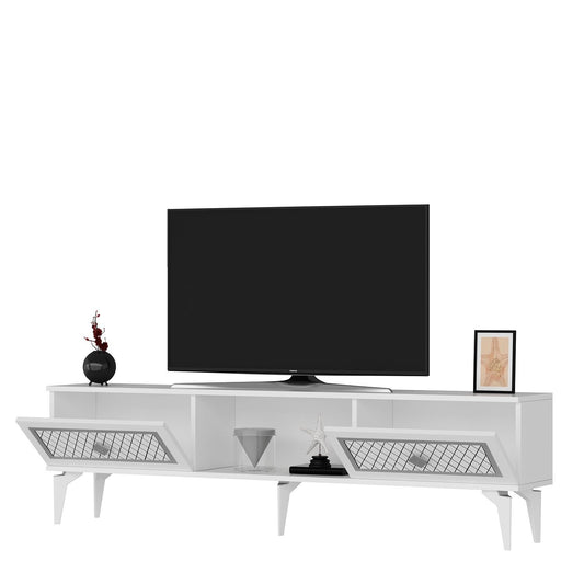 TV komoda niska Herry - bijeli, srebrni