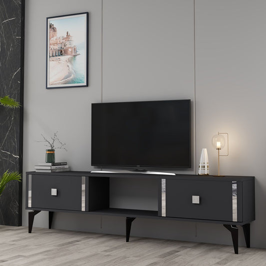 TV komoda niska Doruk - antracit, srebro