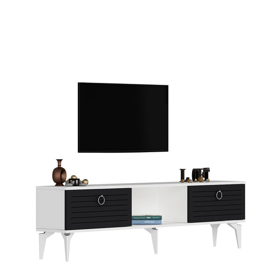 TV komoda niska Arona - bijela, antracit