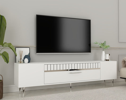 TV komoda niska Dekolp1 - bijeli, srebrni