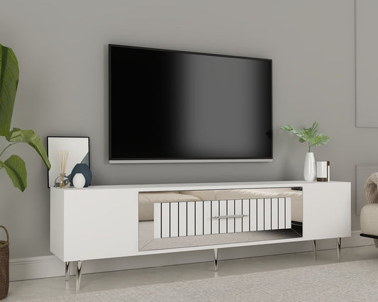 TV komoda niska Dekolp3 - bijeli, srebrni