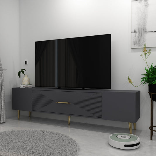 TV komoda niska Dekol1 - antracit, zlatna