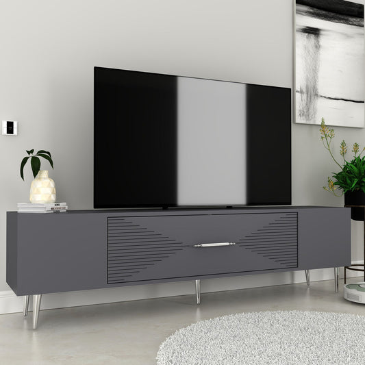 TV komoda niska Dekol1 - antracit, srebro