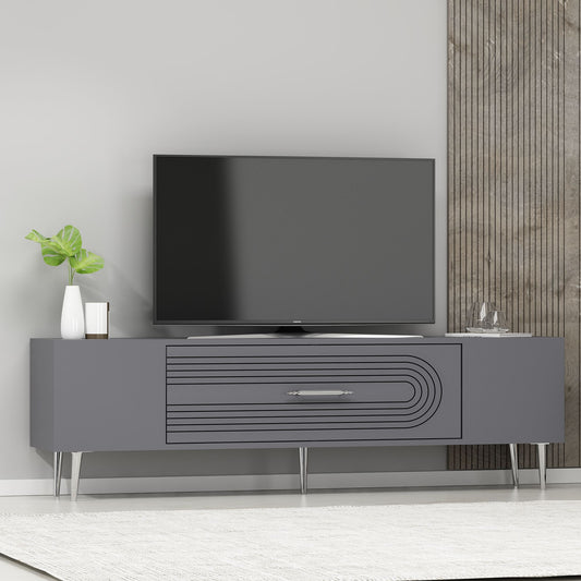TV komoda niska Dekol3 - antracit, srebrna