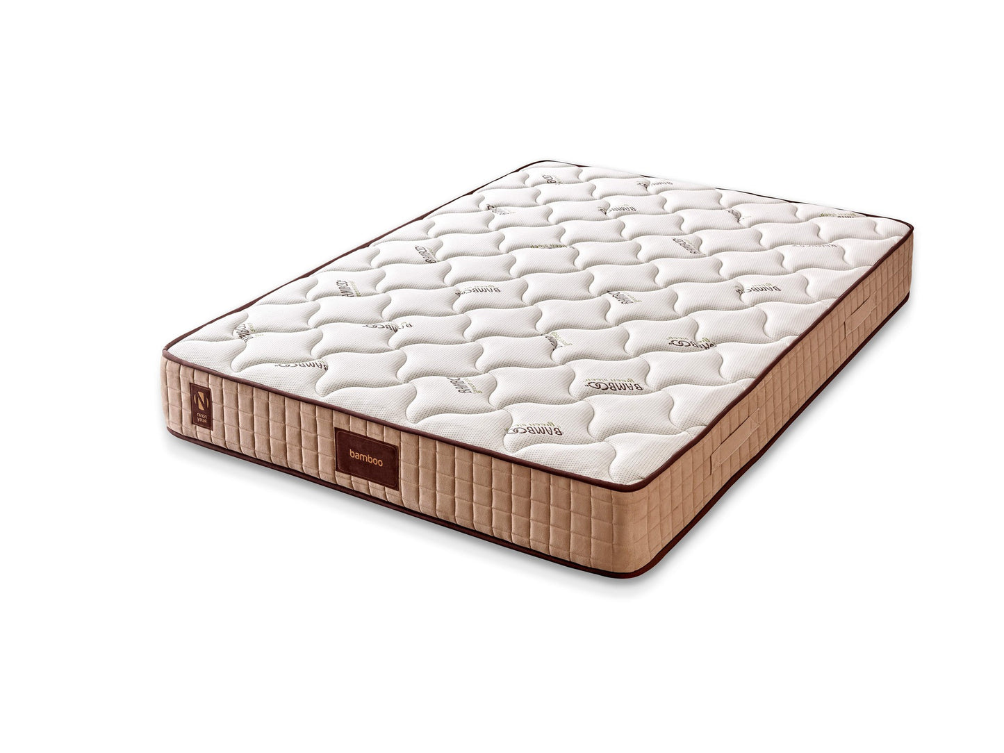 Madrac, Bijela boja Bež Smeđa, Bamboo 160x200 cm Double Size Middle Firm Mattress