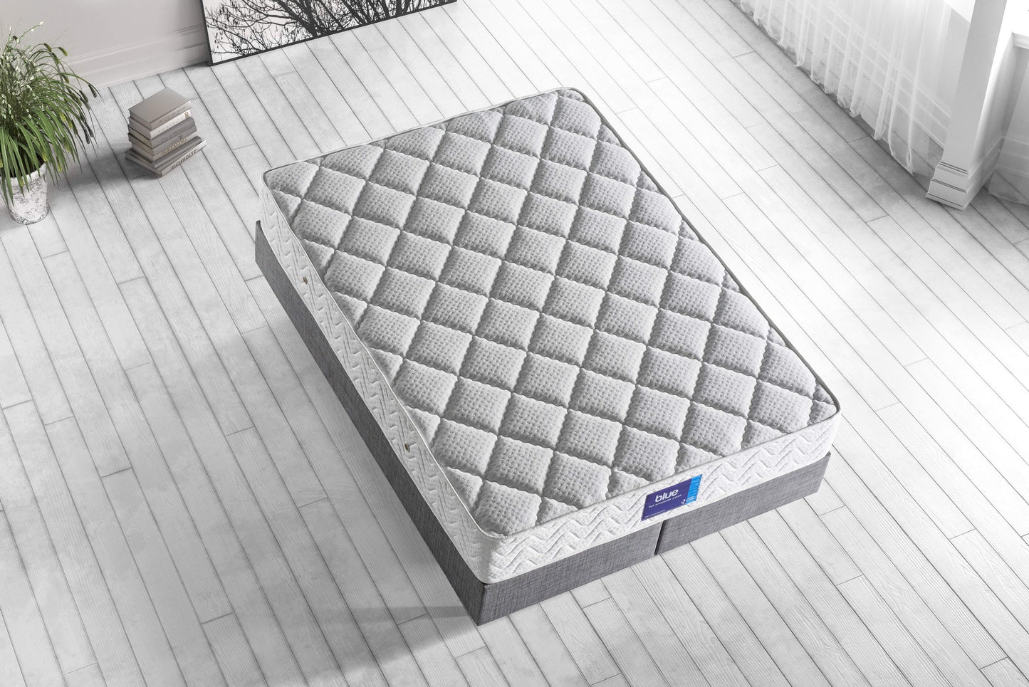 Madrac, Bijela boja, Blue 140x190 cm Double Size Luxury Firm Mattress