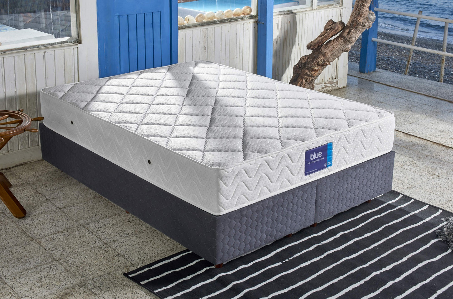 Madrac, Bijela boja, Blue 160x200 cm Double Size Luxury Firm Mattress