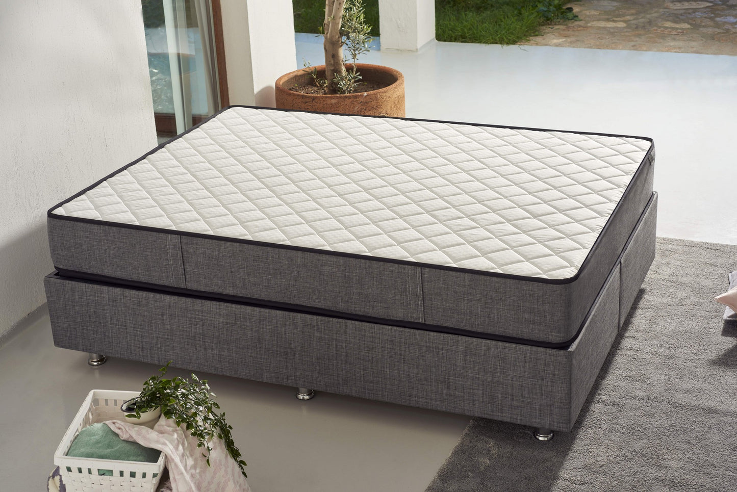 Madrac, Bijela boja Sivo, Diamond 150x200 cm Double Size Ultra Firm Mattress