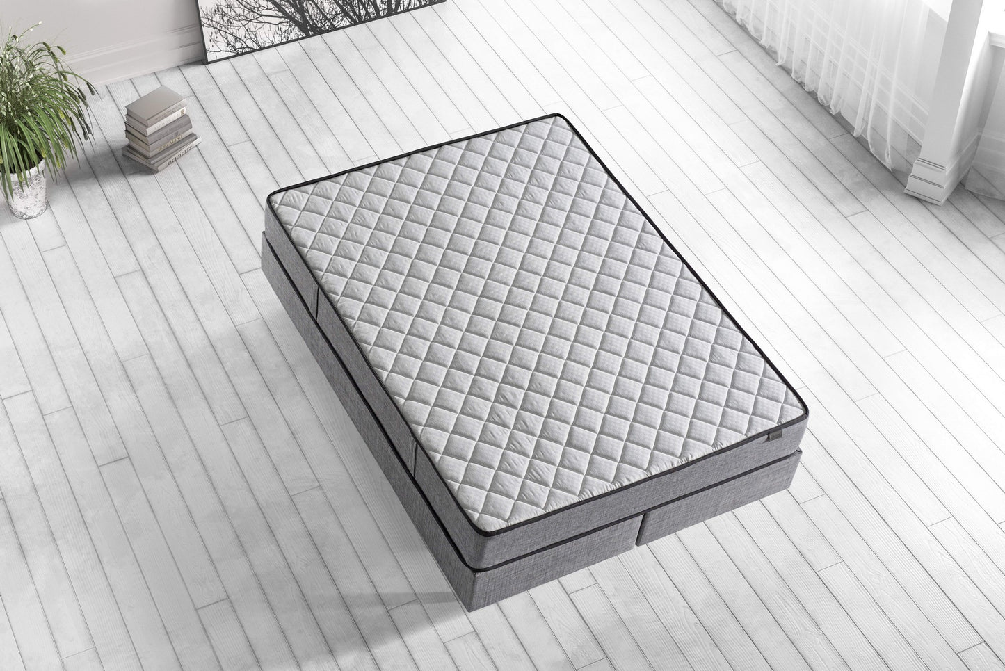 Madrac, Bijela boja Sivo, Diamond 150x200 cm Double Size Ultra Firm Mattress
