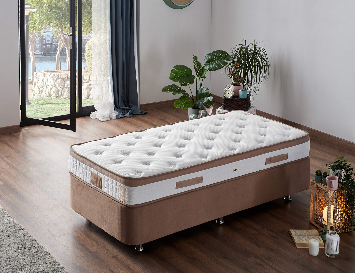 Madrac, Bijela boja Smeđa, Latte 90x190 cm Single Size Firm Mattress