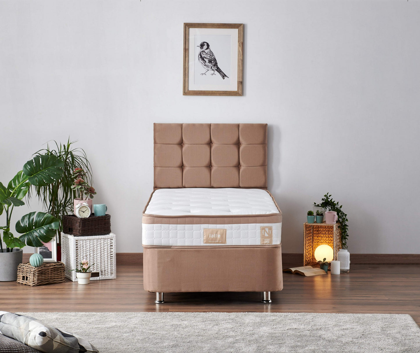 Madrac, Bijela boja Smeđa, Latte 100x200 cm Single Size Firm Mattress