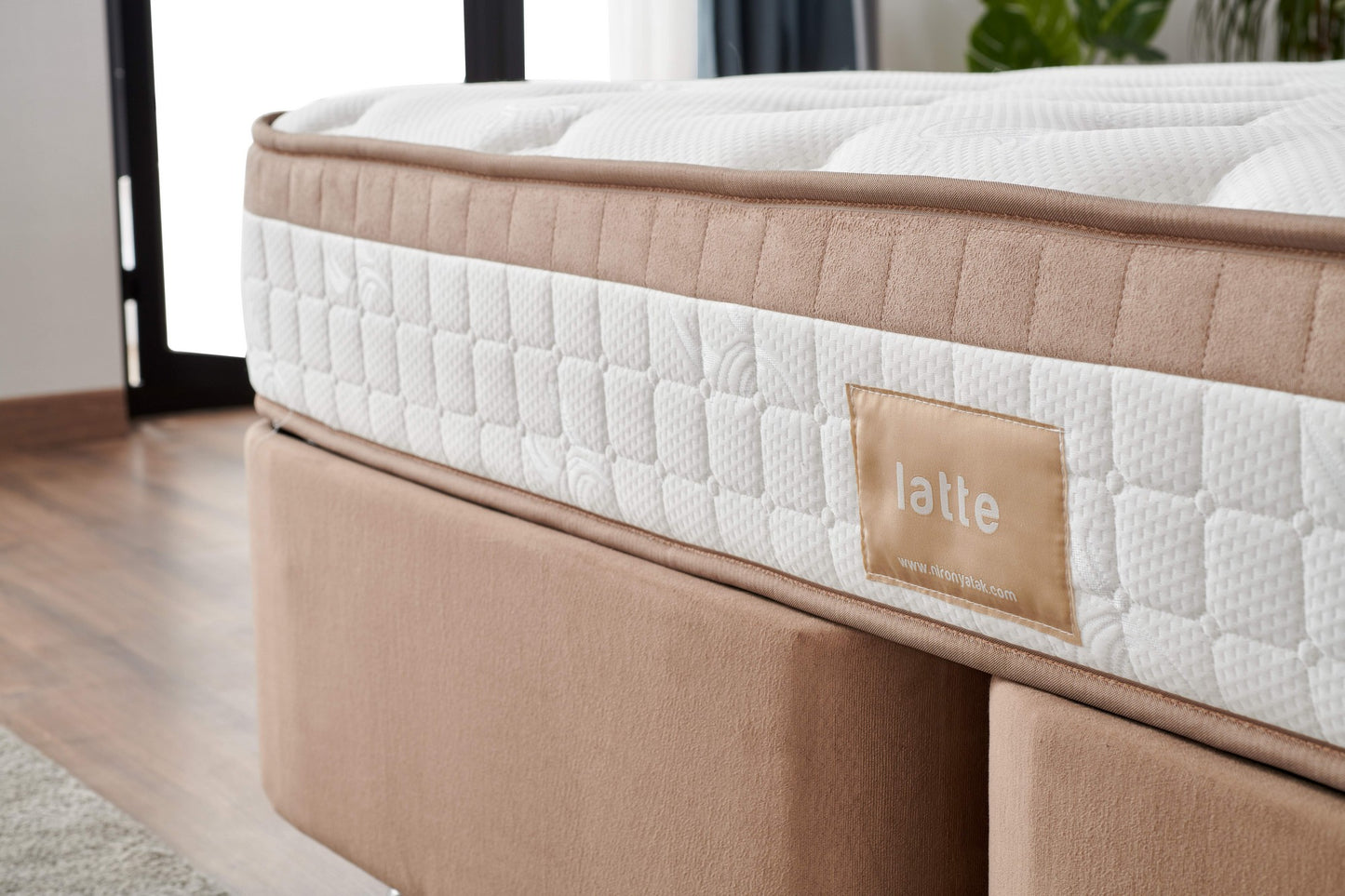 Madrac, Bijela boja Smeđa, Latte 140x200 cm Double Size Firm Mattress