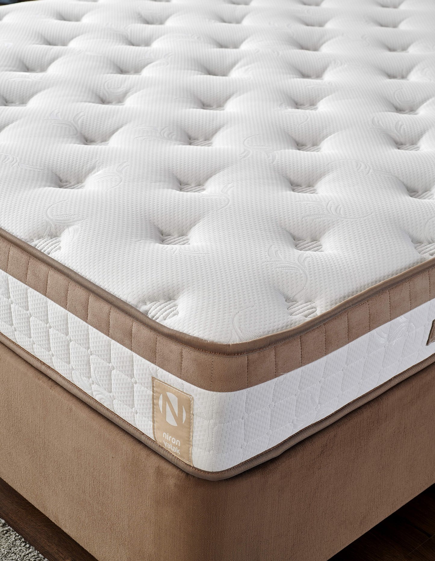Madrac, Bijela boja Smeđa, Latte 150x200 cm Double Size Firm Mattress