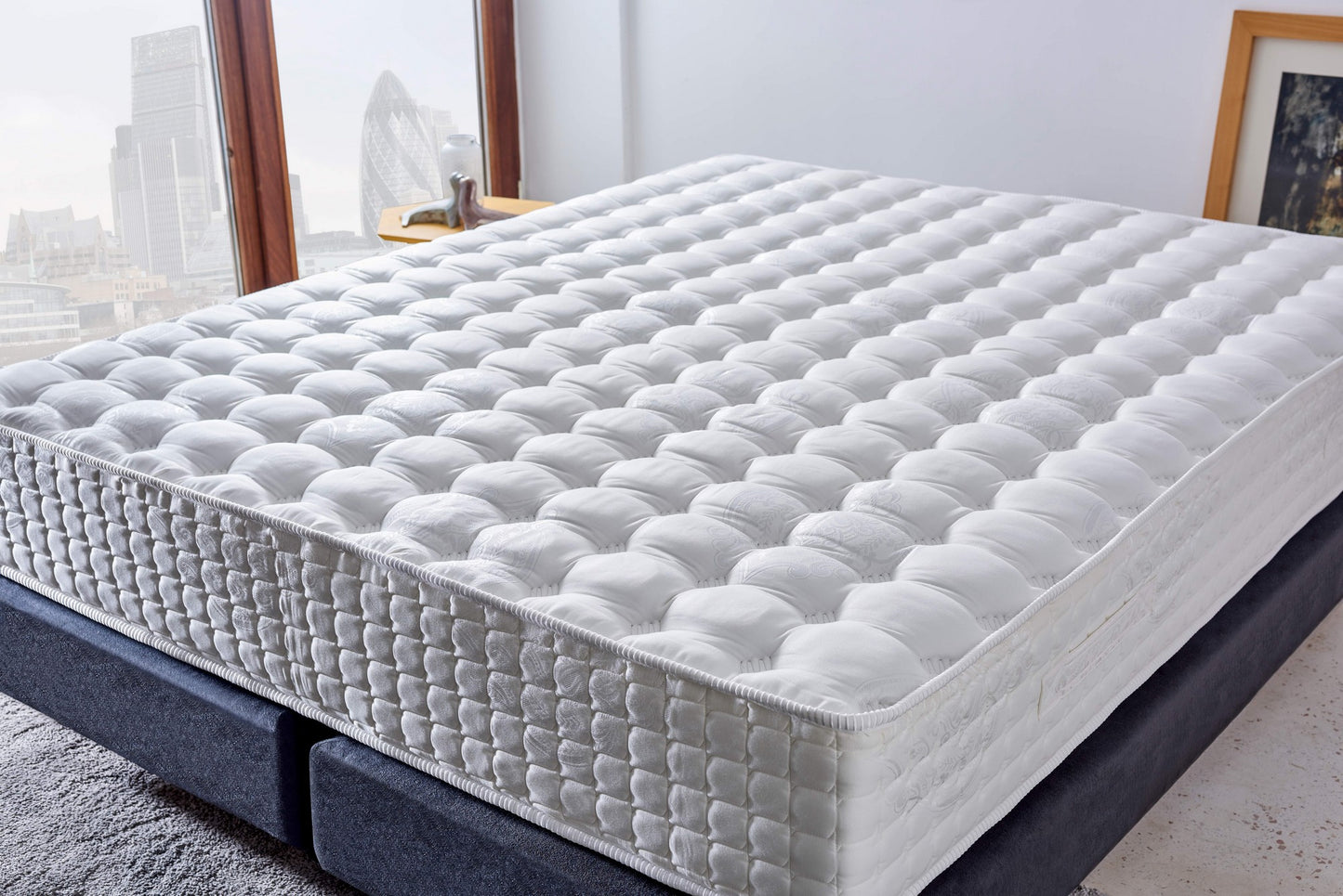 Madrac, Bijela boja, London 160x200 cm Double Size FR Fabric PocketSpring Luxury Mattress