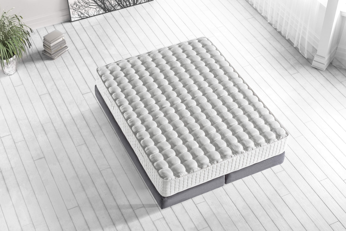 Madrac, Bijela boja, London 160x200 cm Double Size FR Fabric PocketSpring Luxury Mattress