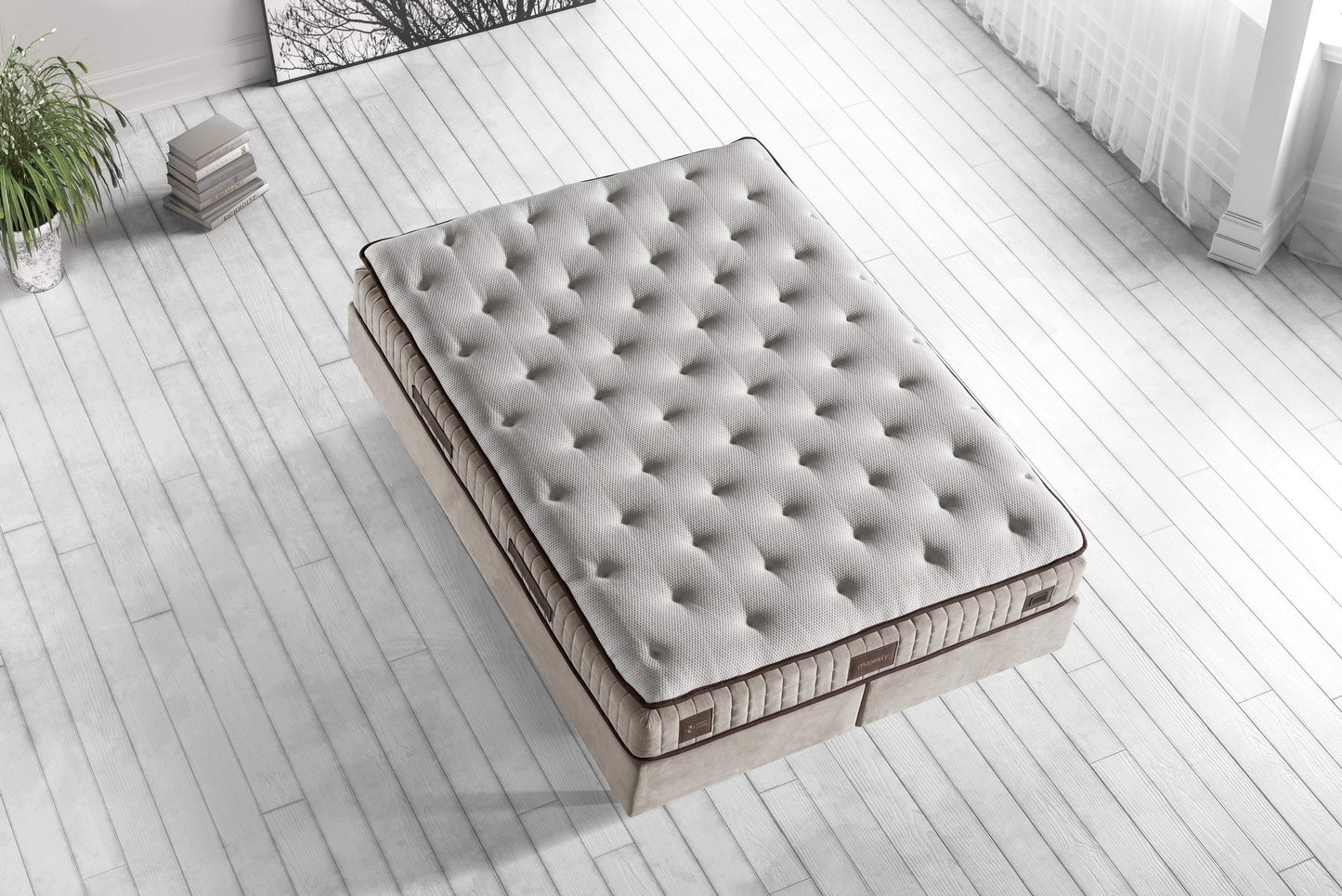 Madrac, Bijela boja Smeđa, Majesty 140x190 cm Double Size Padded Luxury Soft Mattress