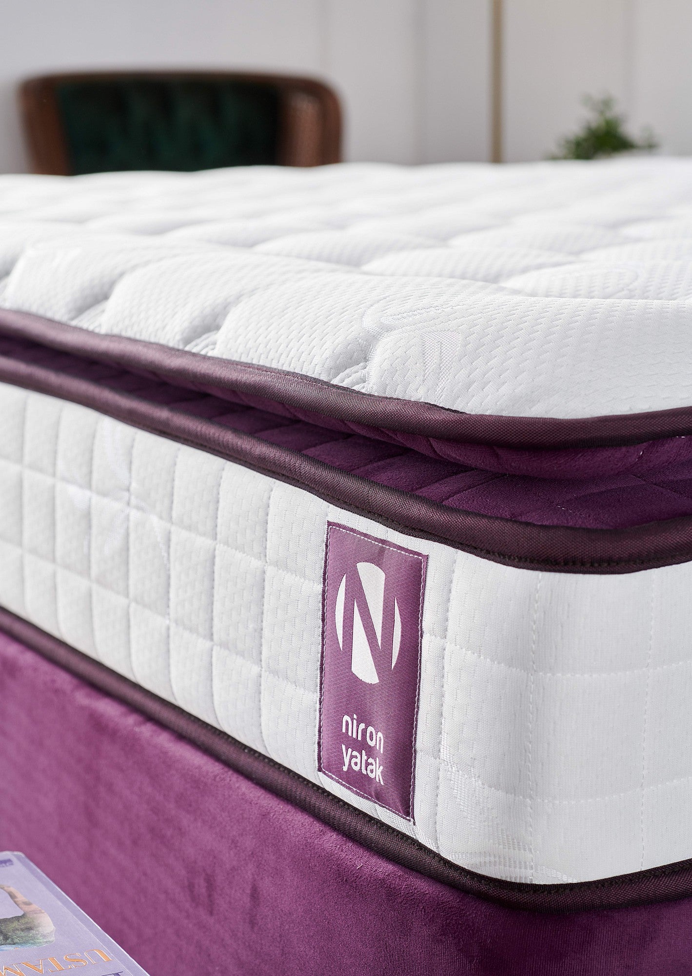 Madrac, Bijela boja Ljubičasta, Purple 150x200 cm Double Size Padded Soft Mattress