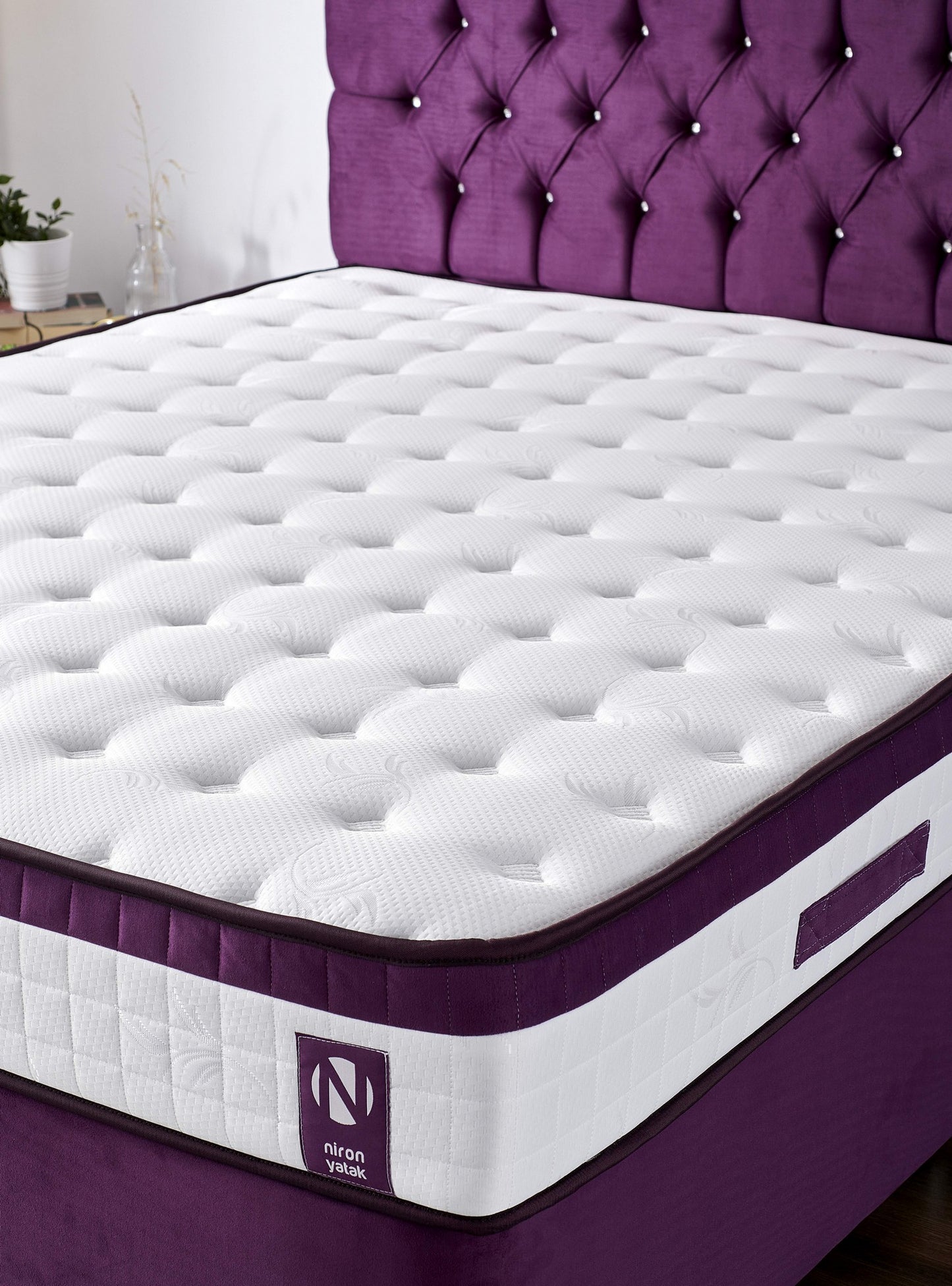 Madrac, Bijela boja Ljubičasta, Purple 150x200 cm Double Size Padded Soft Mattress