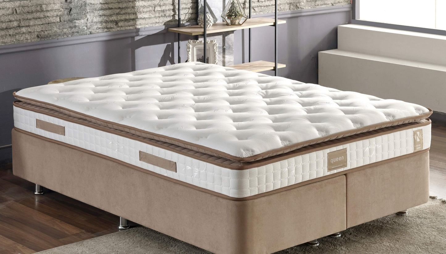 Madrac, Bijela boja Smeđa, Queen 140x200 cm Double Size Padded Firm Mattress