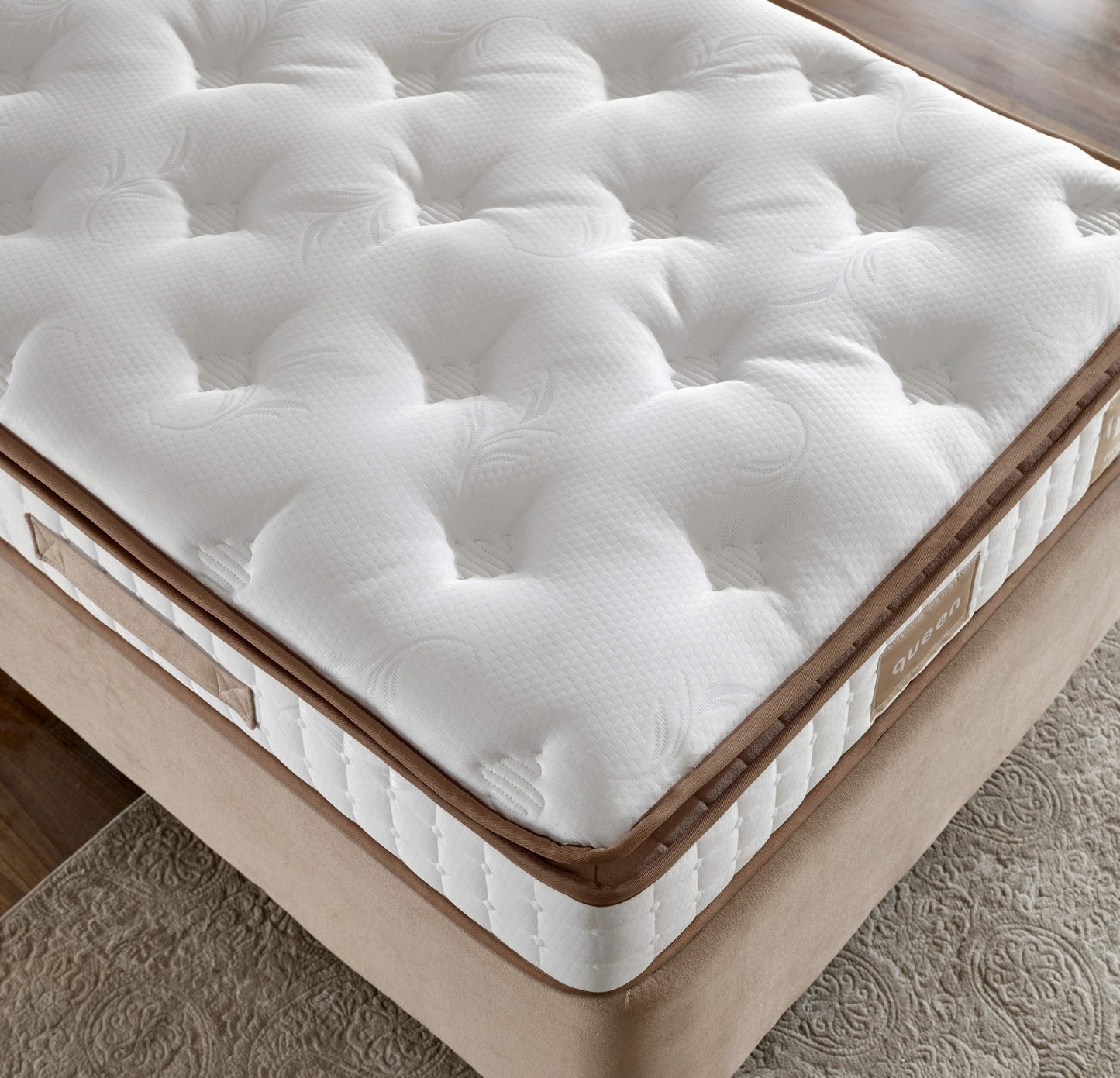 Madrac, Bijela boja Smeđa, Queen 140x200 cm Double Size Padded Firm Mattress