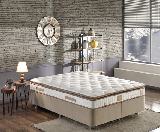 Madrac, Bijela boja Smeđa, Queen 200x200 cm Double Size Padded Firm Mattress