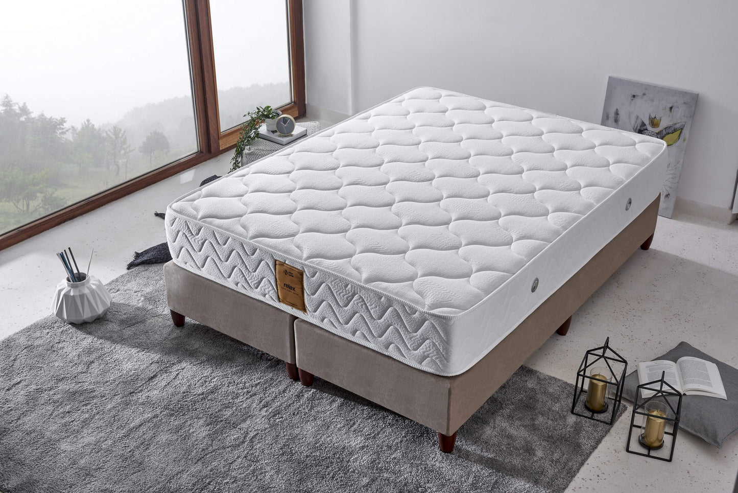 Madrac, Bijela boja, Relax 150x200 cm Double Size Luxury Middle Firm Mattress