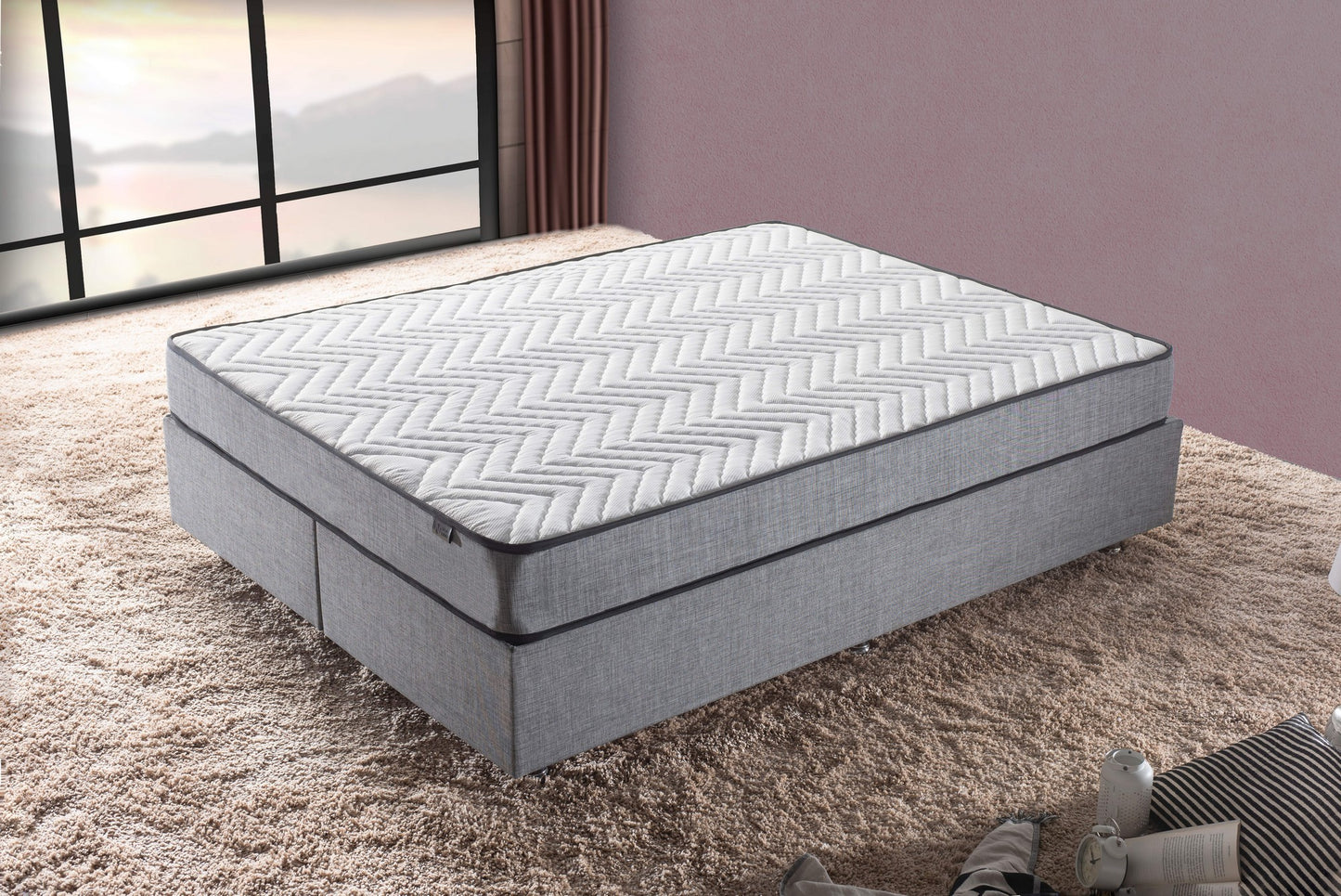Madrac, Bijela boja Sivo, Silver 140x200 cm Double Size Firm Mattress