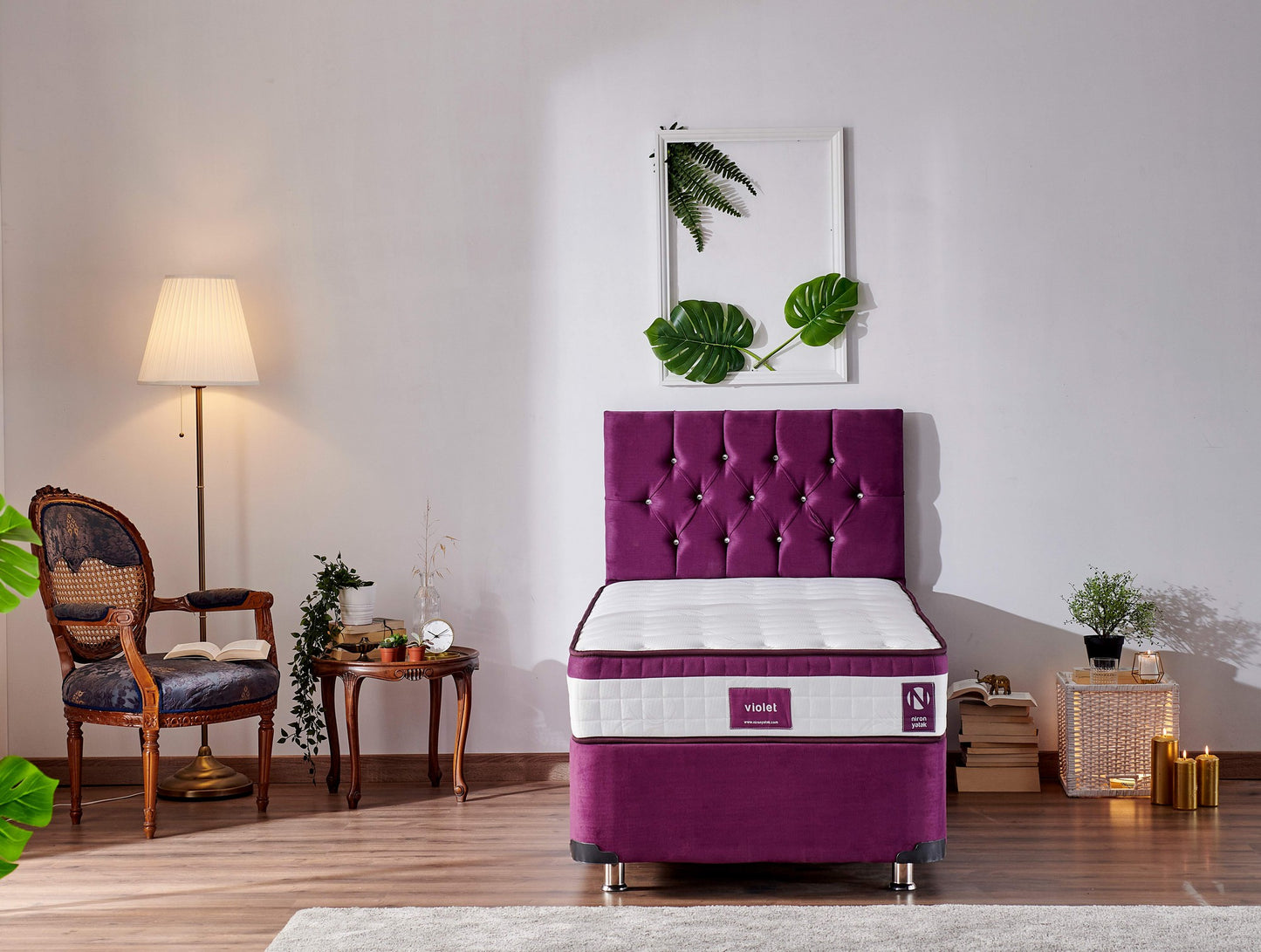 Madrac, Bijela boja Ljubičasta, Violet 90x190 cm Single Size Middle Firm Mattress