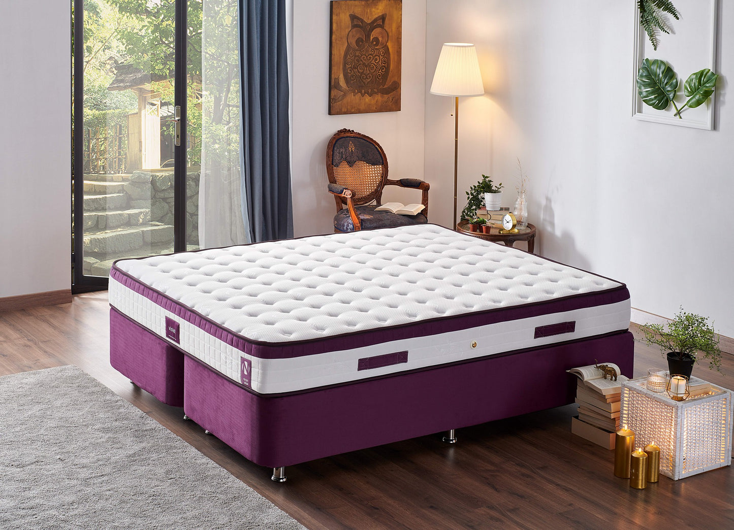 Madrac, Bijela boja Ljubičasta, Violet 140x190 cm Double Size Middle Firm Mattress