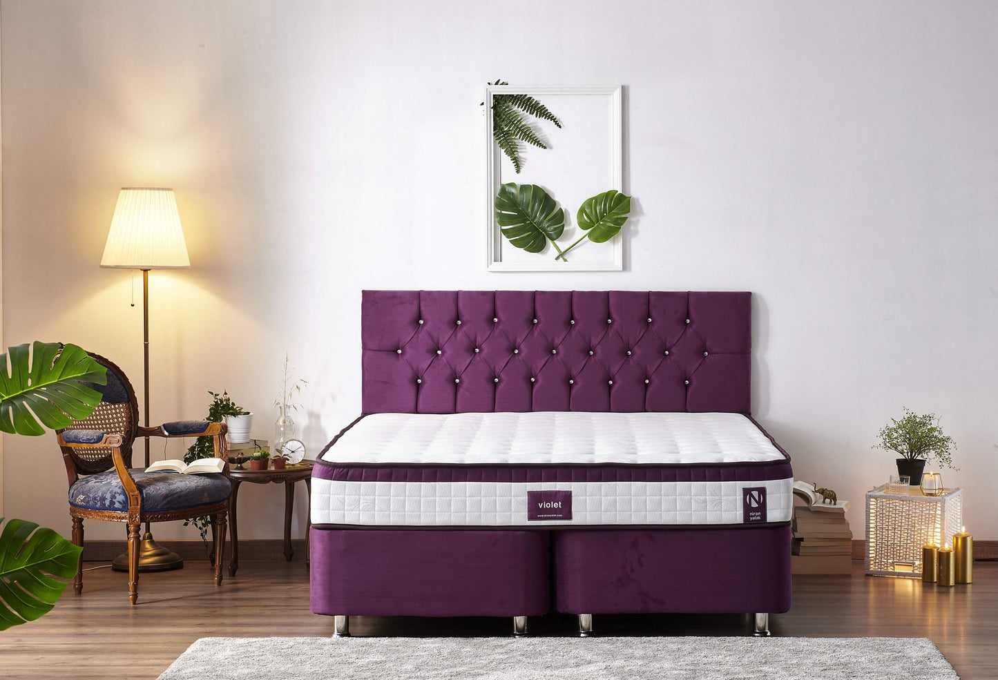 Madrac, Bijela boja Ljubičasta, Violet 180x200 cm Double Size Middle Firm Mattress