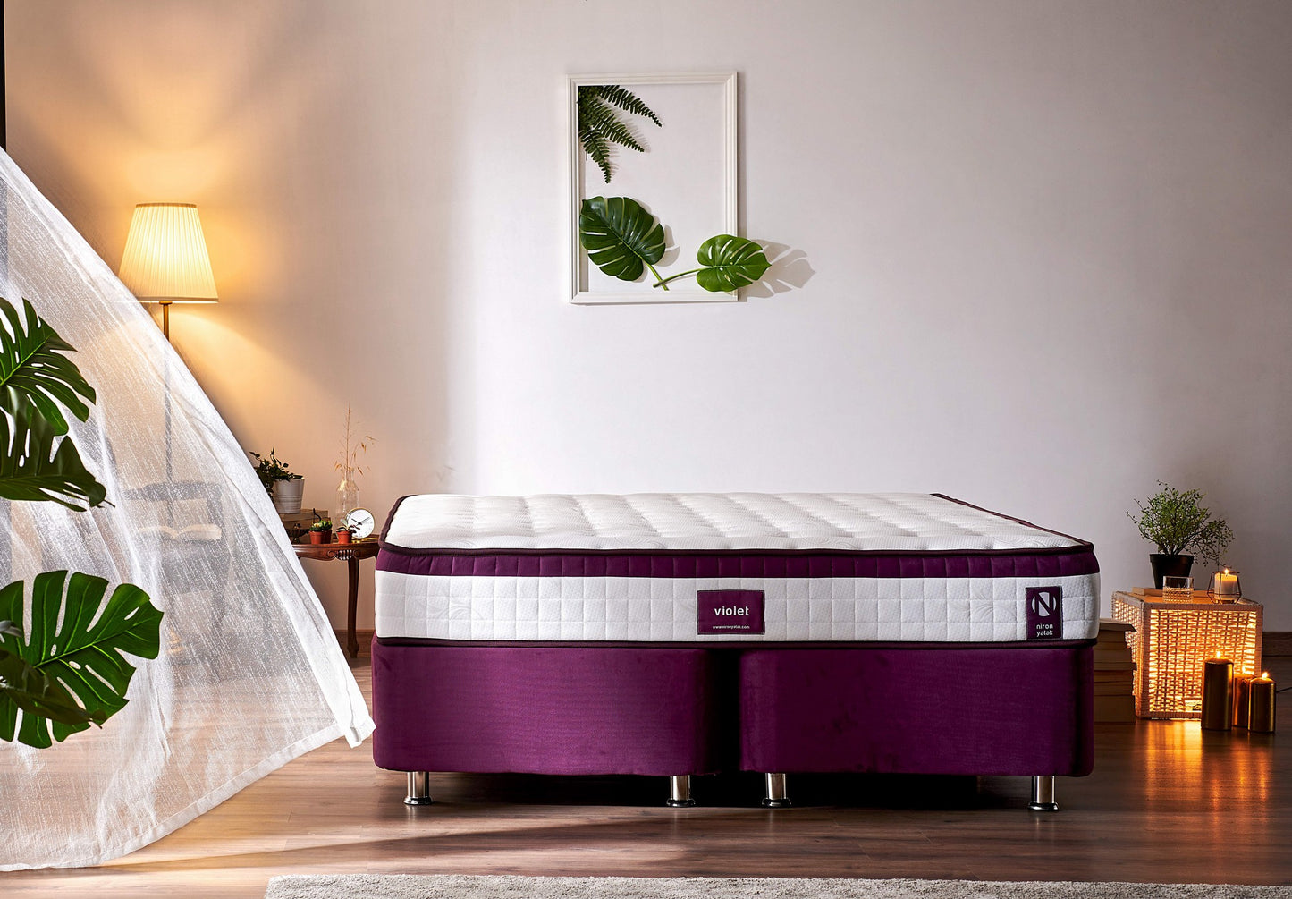 Madrac, Bijela boja Ljubičasta, Violet 180x200 cm Double Size Middle Firm Mattress