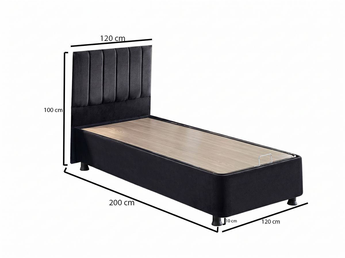 Osnova i uzglavlje kreveta za jednu osobu, Crno, Ela Single - Black (120 x 200)